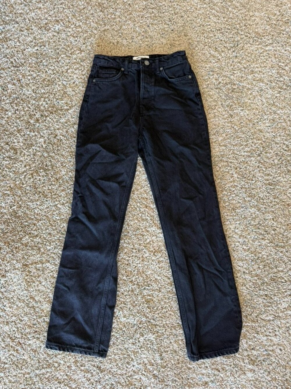 Reformation Petites Cynthia High Rise Straight Leg Jeans Black Sz 26P